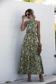 floral printed long dress, view 4 - MRSLM