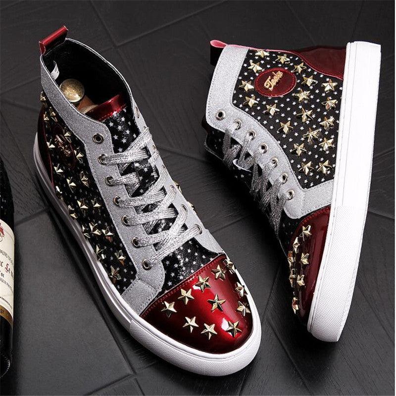 High-top punk studded casual shoes - MRSLM