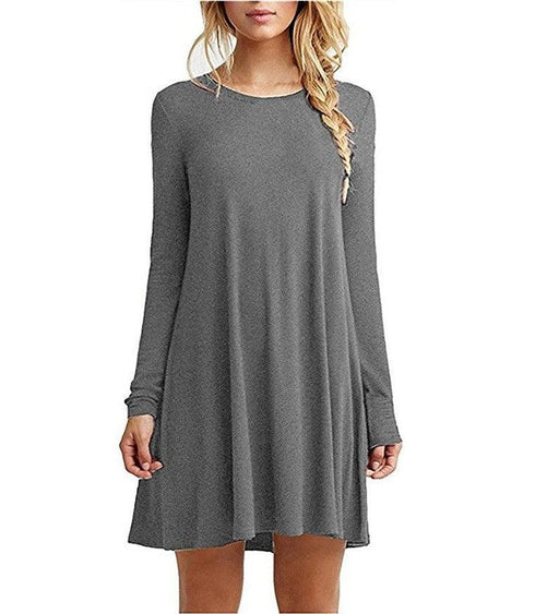 solid color long-sleeved dress, view 5 - MRSLM