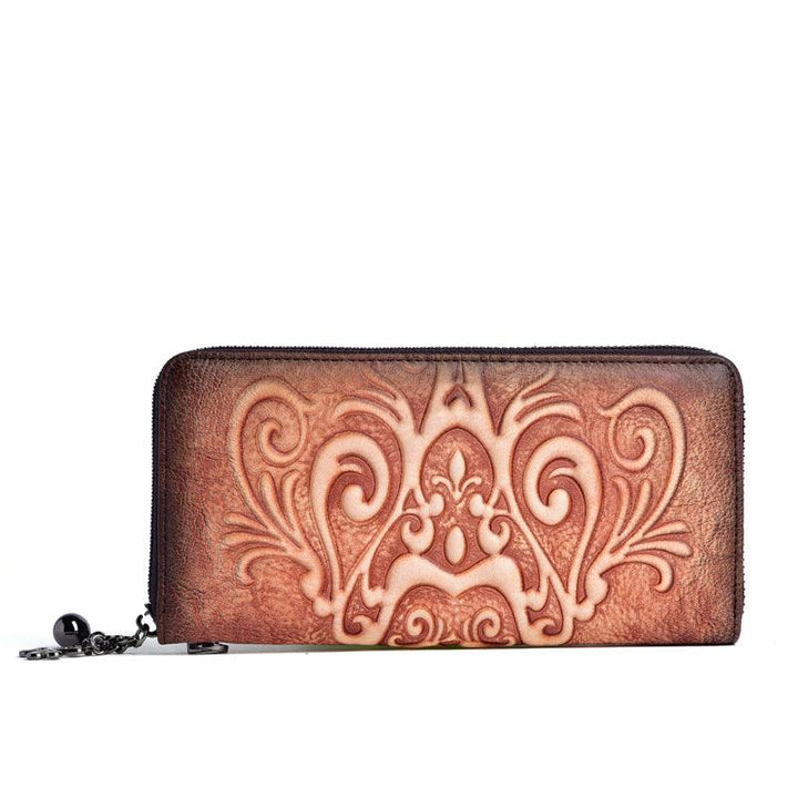 Vegetable tanned leather rubbed embossed wallet - MRSLM