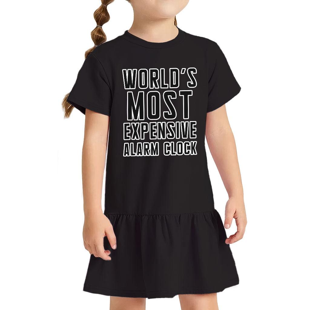 Expensive Alarm Clock Toddler Rib Dress - Best Design Girls' Dress - Trendy Toddler Dress - MRSLM