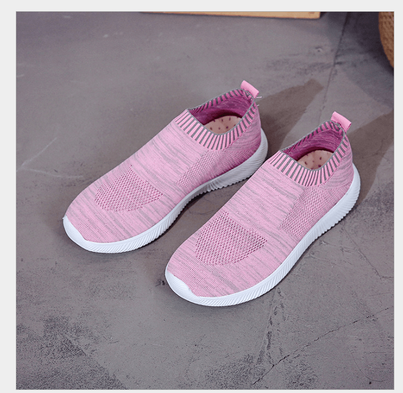 Spring new low help female flying woven mesh round head flat with single shoes deep mouth set foot comfortable flat bottom large code tide - MRSLM