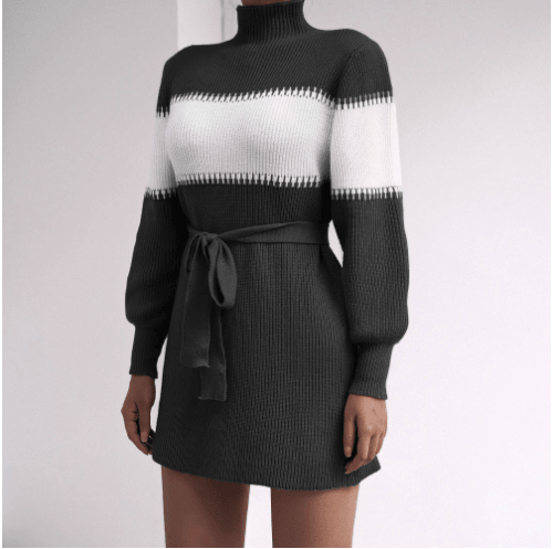 Half High Collar Knitted Dress