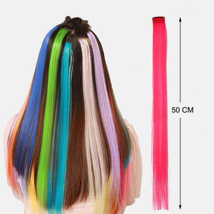 11 Colors Luminous Long Straight Wig Halloween Single Clip Synthetic Hair Extensions - MRSLM