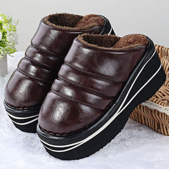 Winter Home Indoor High-heeled Cotton Slippers Women's Thick-soled Non-slip - MRSLM