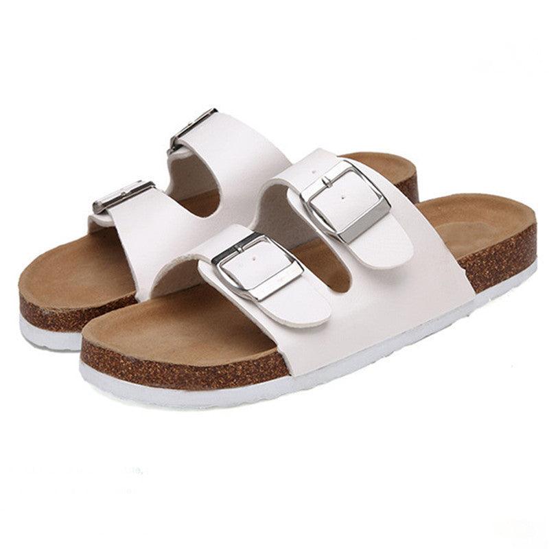 Double buckle flip flop cork slippers - MRSLM