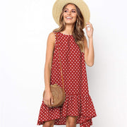 Women's polka dot chiffon dress, view 8 - MRSLM