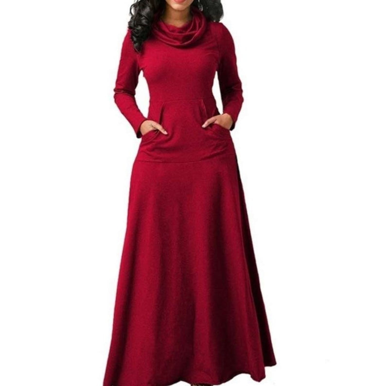 women's warm maxi dress with pockets, view 12 - MRSLM