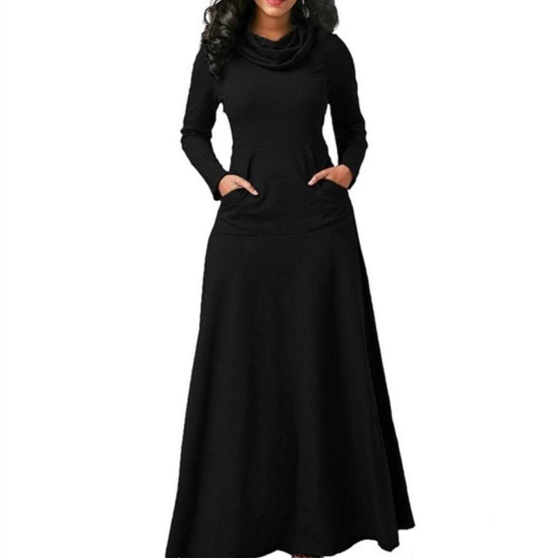 women's warm maxi dress with pockets, view 3 - MRSLM