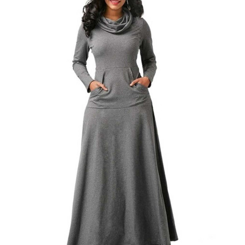 women's warm maxi dress with pockets, view 5 - MRSLM