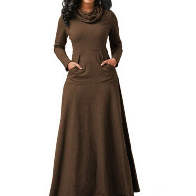 women's warm maxi dress with pockets, view 6 - MRSLM