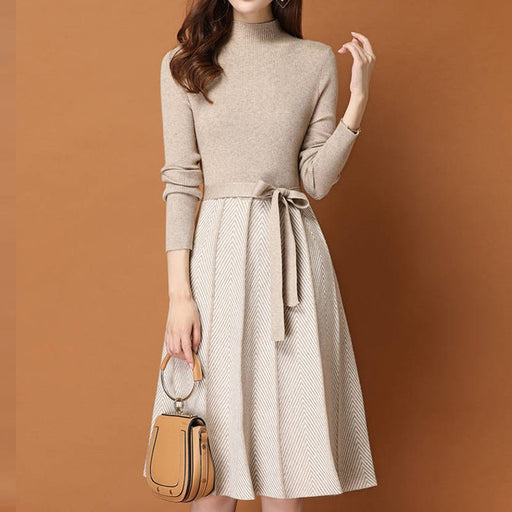 elegant pleated women's sweater dress - MRSLM