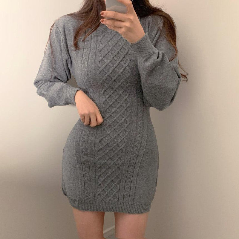 twist pattern knit dress, view 2 - MRSLM