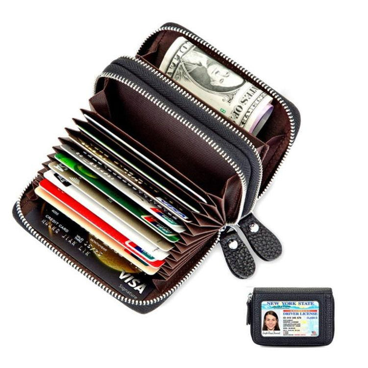 New leather wallet large capacity double zipper - MRSLM