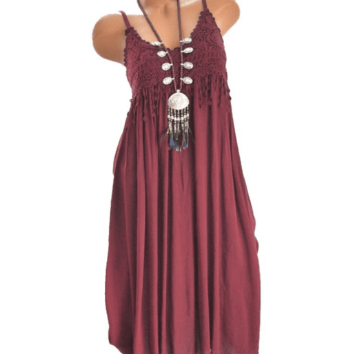 Long dress with lace suspenders, view 8 - MRSLM