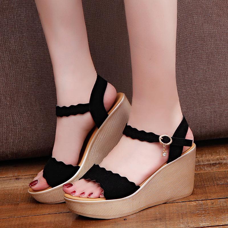 Women's peep toe platform wedge sandals, view 4 - MRSLM
