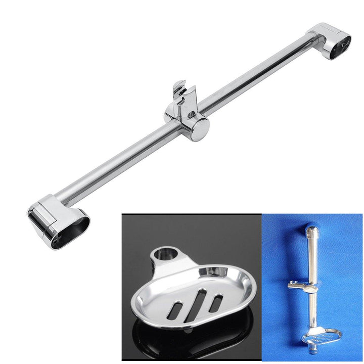 Stainless Steel Adjustable Riser Rail Bar Shower Stand Soap Stand Shower Head Towel Holder 610mm - MRSLM