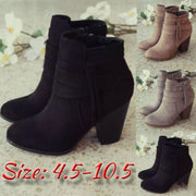 women's suede side zipper chunky heel boots - MRSLM