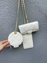 cowhide diamond chain square bag, view 2 - MRSLM