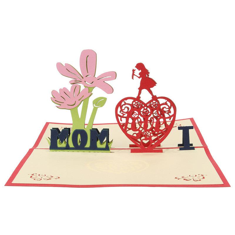 Creative Red Paper Carving 3D Card ThanksGiving Day Gift For Families Toys - MRSLM