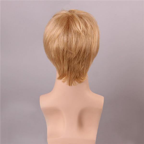 Blonde Men Short Mono Top Human Hair Wig Male Virgin Remy Capless Side Bang - MRSLM