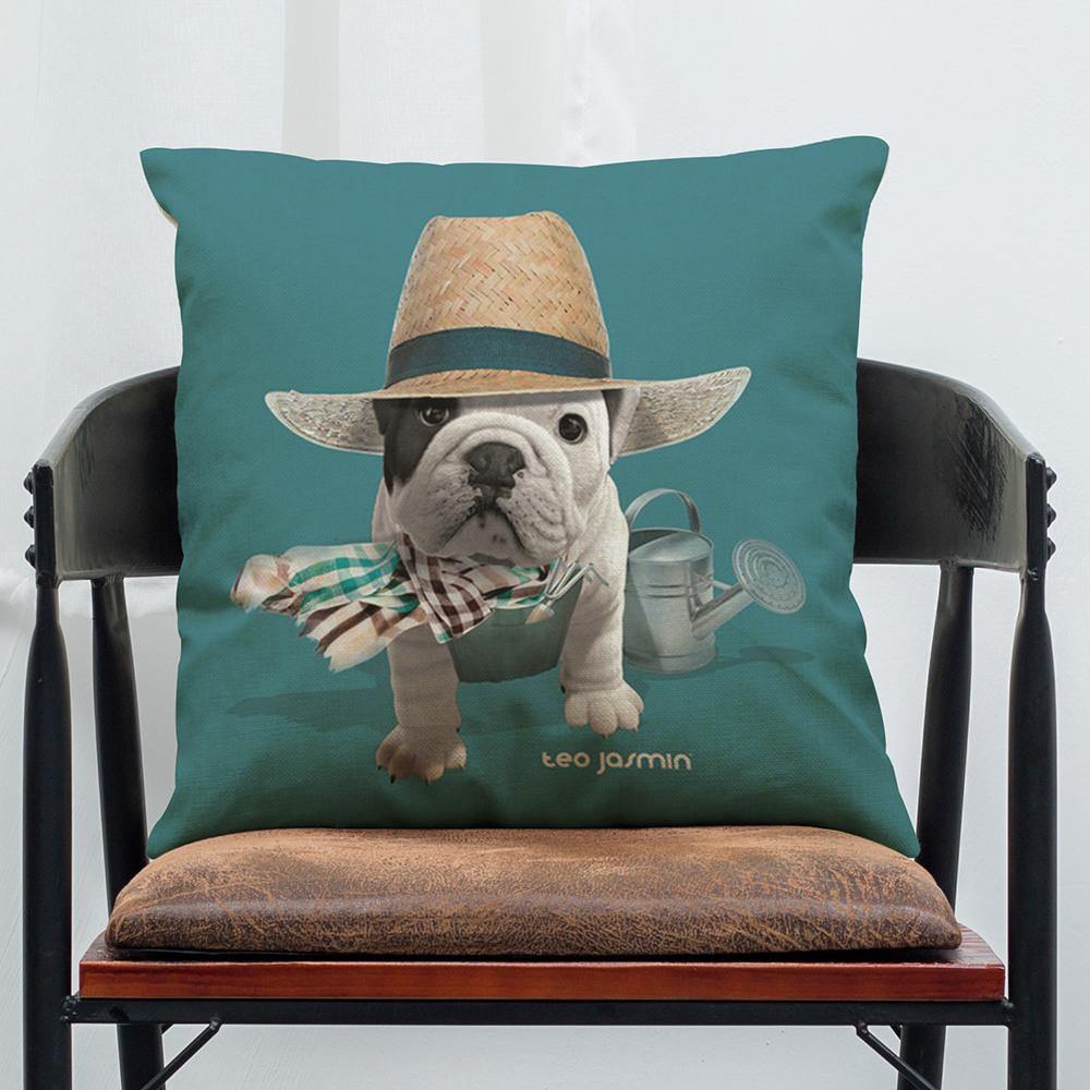45 x 45 cm French Bulldog Printed Pillowcase Cotton Linen Sofa House Decoration Cushion Cover Pillow Case - MRSLM