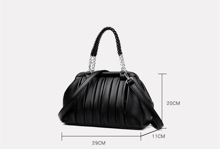 New Fashion All-match Pleated Woven Portable Large Capacity Leather Women's Bag - MRSLM