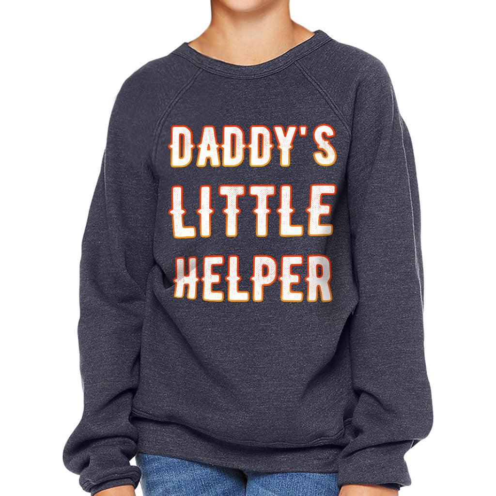 Daddy's Little Helper Kids' Raglan Sweatshirt - Cute Sponge Fleece Sweatshirt - Printed Sweatshirt - MRSLM