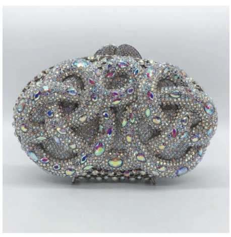 Python Diamond-studded Dinner Bag Magnetic Clasp Chain Clutch - MRSLM