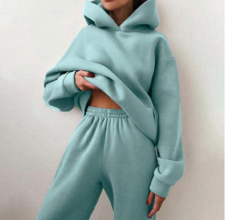 Stay Fashion-Forward with Spring Women's Two-Piece Casual Hooded Sweater Suit - MRSLM