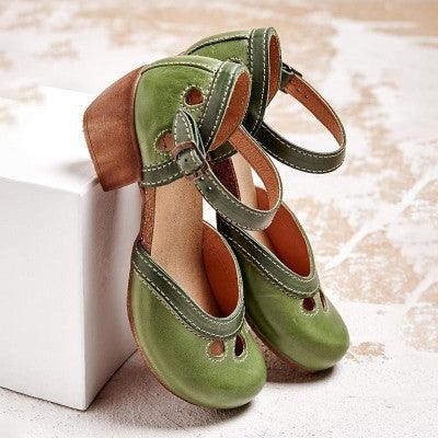 Chunky Women's Shoes Plus Size Leather Shoes