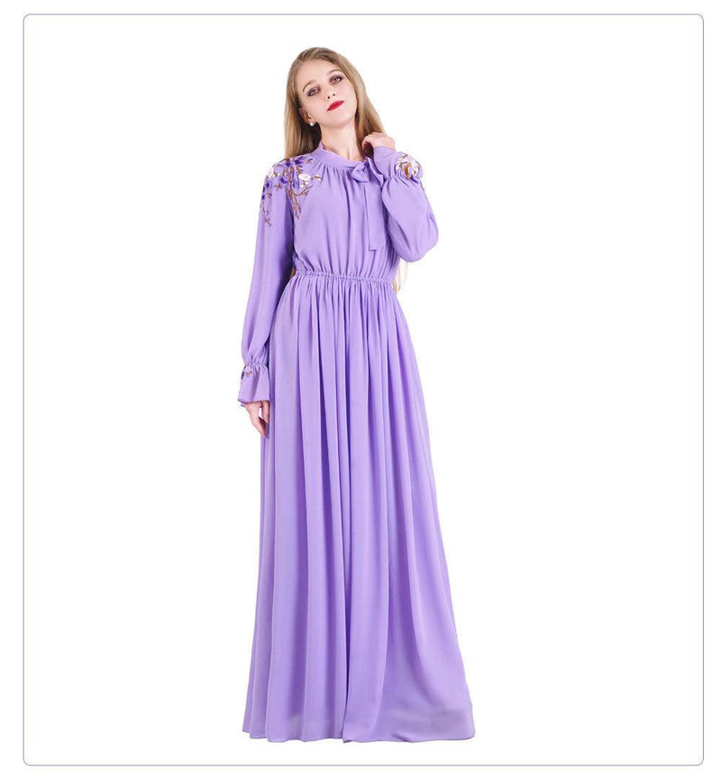 Purple chiffon dress with scarf - MRSLM