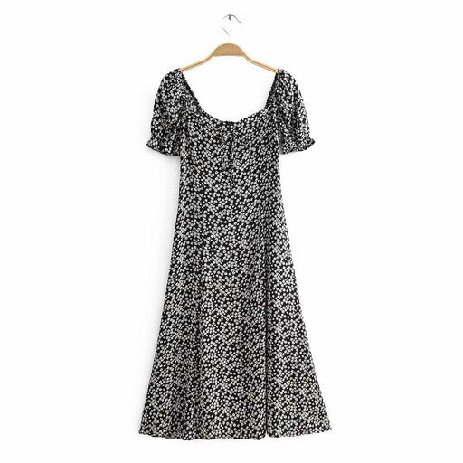printed waist split dress, view 4 - MRSLM