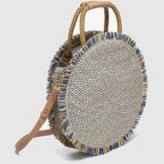 Straw woven round fringe beach bag, view 2 - MRSLM