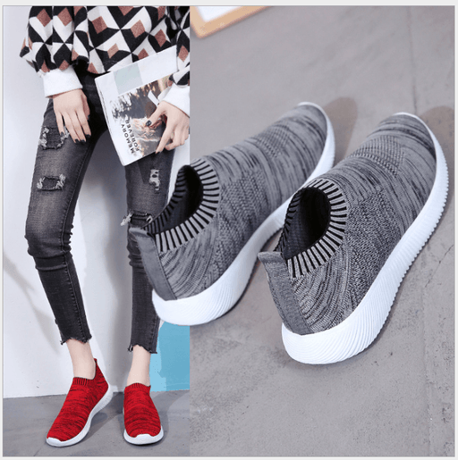 Women's knit round toe flat shoes - MRSLM