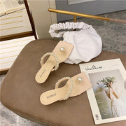 Women's pearl buckle flip-flop sandals, view 3 - MRSLM