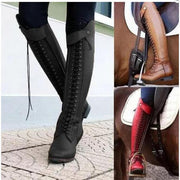 Women's rivet lace-up boots with thick heel - MRSLM