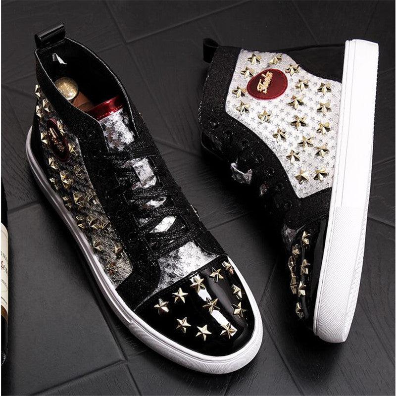 High-top punk studded casual shoes - MRSLM