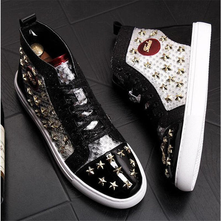 High-top punk studded casual shoes - MRSLM