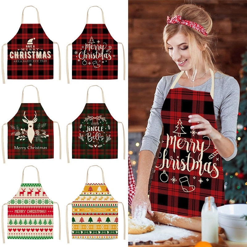 Christmas Themed Linen Apron