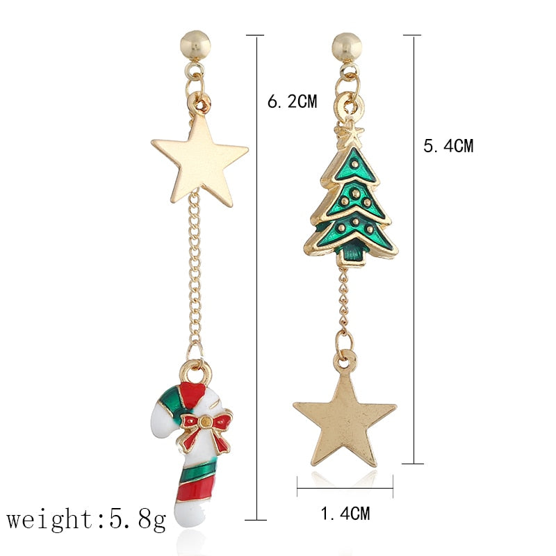 Women's Asymmetric Christmas Earrings