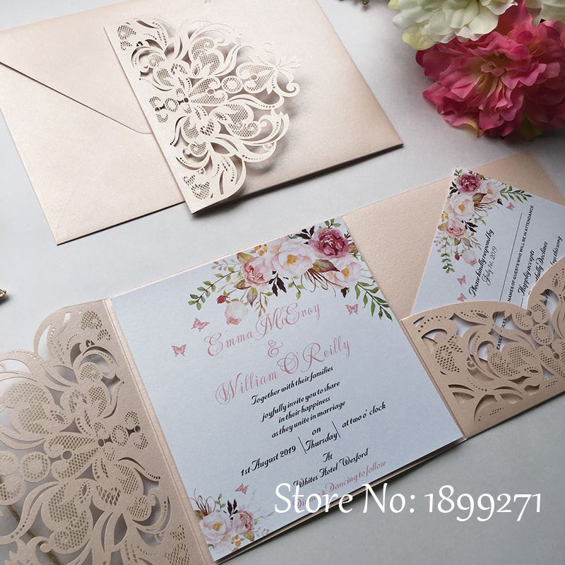 Square Paper Wedding Invitation Cards With Envelopes