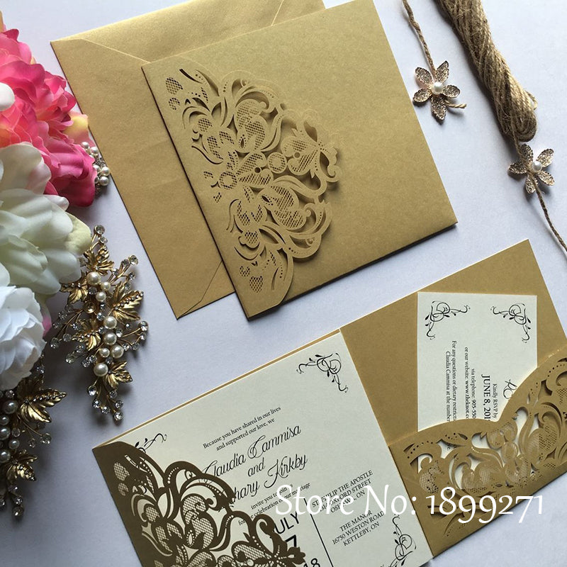 Square Paper Wedding Invitation Cards With Envelopes