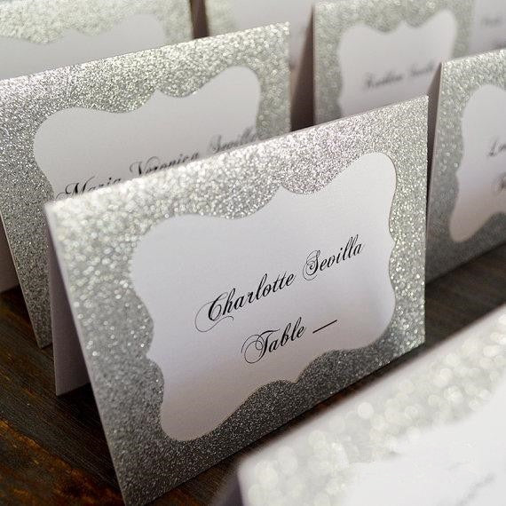 glittered wedding table cards, view 7 - MRSLM