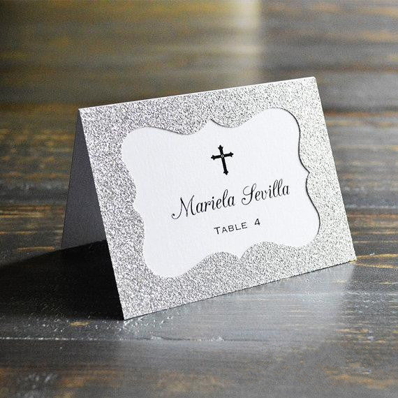 glittered wedding table cards, view 5 - MRSLM