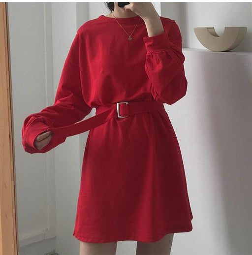 Long-sleeved lace-up waist dress - MRSLM