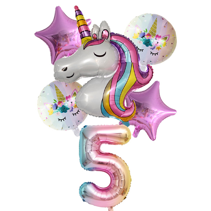 Rainbow Unicorn Balloons 6 pcs/Set