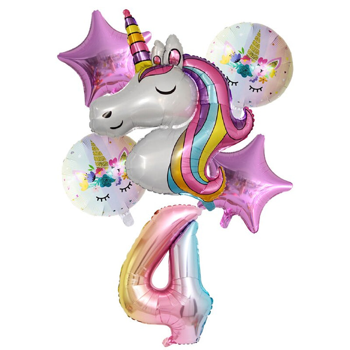 Rainbow Unicorn Balloons 6 pcs/Set