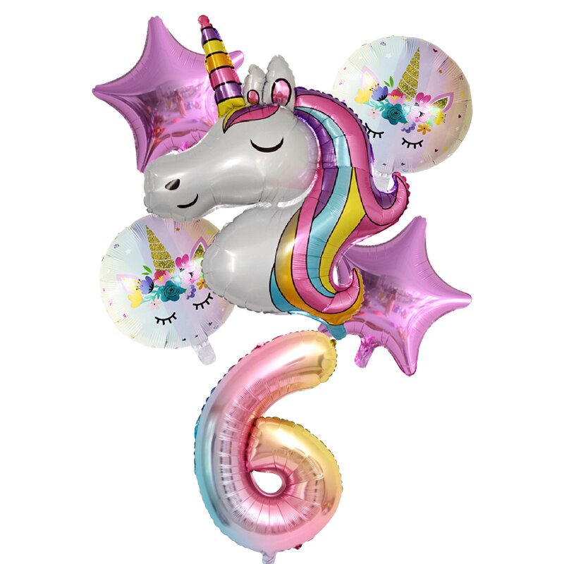 Rainbow unicorn balloons, view 4 - MRSLM
