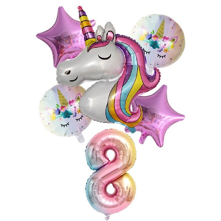 Rainbow Unicorn Balloons 6 pcs/Set